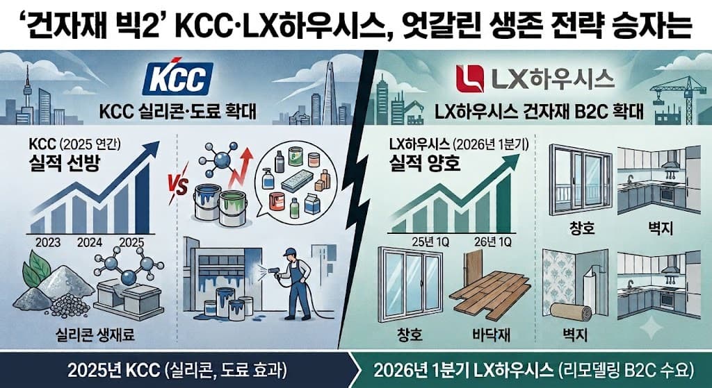 KCC·LX하우시스, 다각화 vs 본업 집중 전략