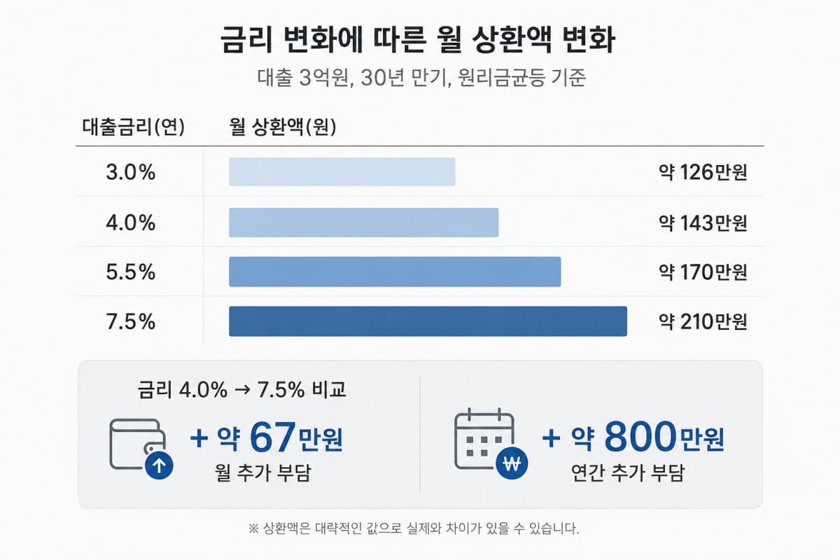 주담대 금리 7%대 전망, 이자 부담 800만원 증가