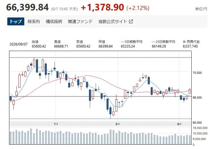 닛케이, 반도체주 강세에 6만6000선 회복