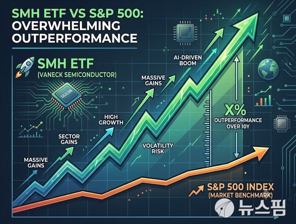 SMH, 10년 수익률 1400%로 S&P500 4배 상회