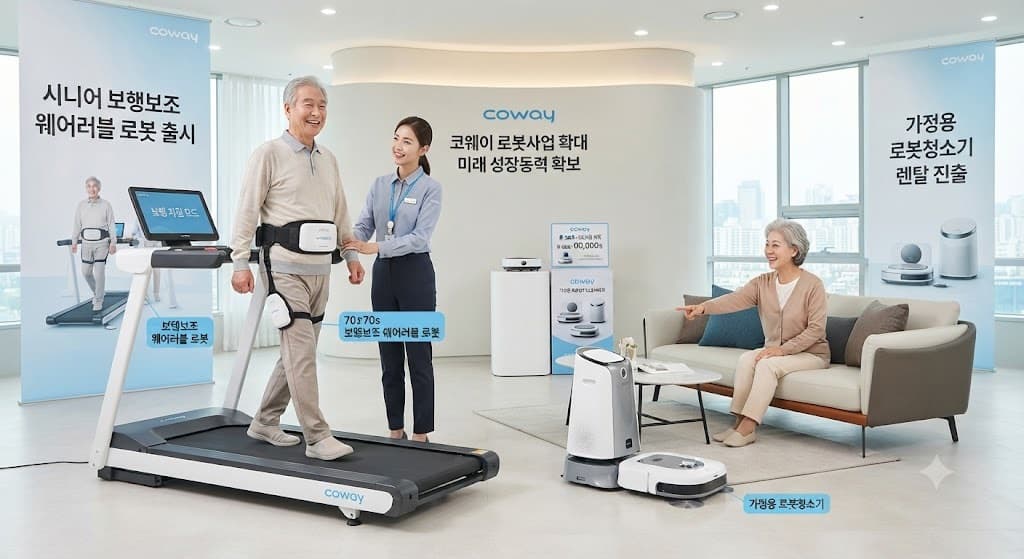 코웨이, 시니어 보행로봇 출시 및 로봇청소기 렌털 진출