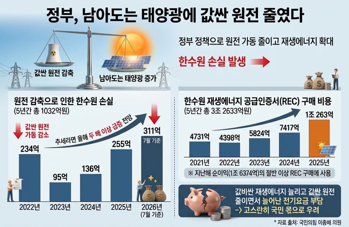 한수원, 원전 가동 축소로 5년간 1032억 원 손실
