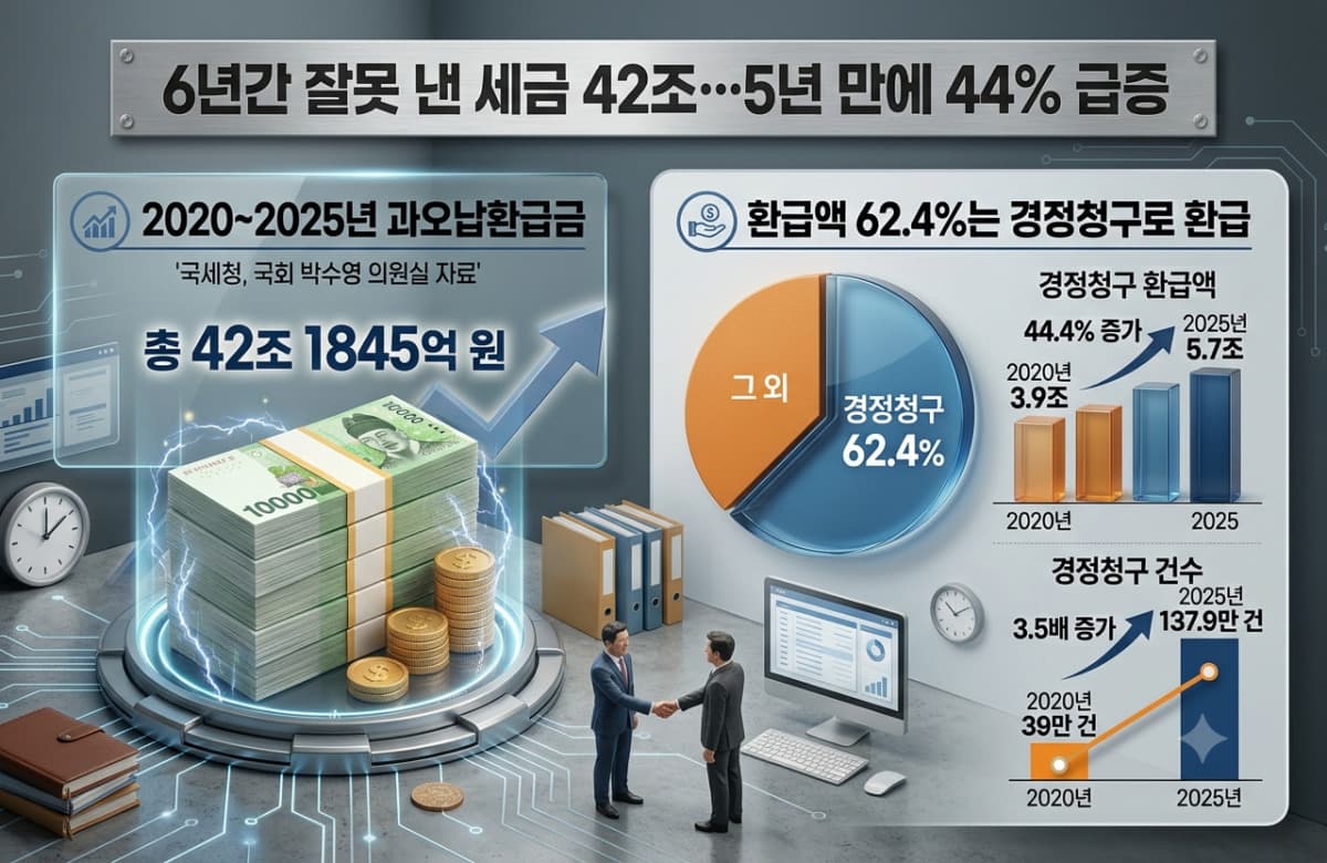 국세청 과오납 환급금 6년간 42조원