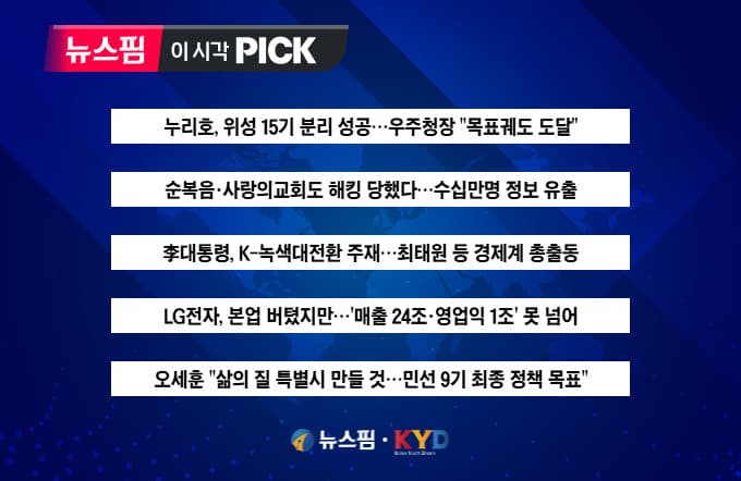 누리호, 위성 15기 분리 성공
