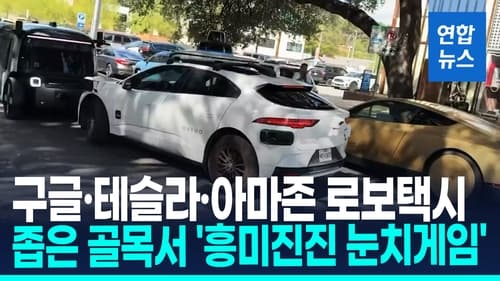 로보택시 3대, 좁은 골목서 교행 실패