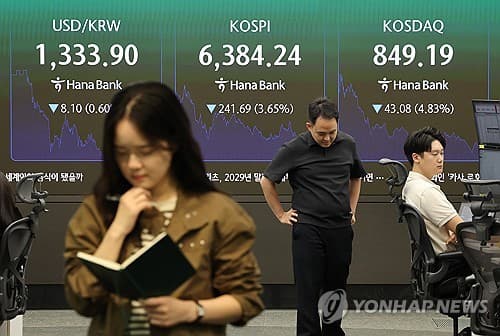 외인 196조 순매도에 코스피 6384 마감