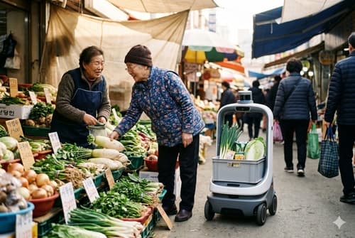 성남시, 모란시장에 AI 짐꾼 로봇 배치