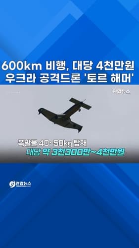 우크라이나, 50kg 탄두 탑재 드론 '토르 해머' 실전 배치